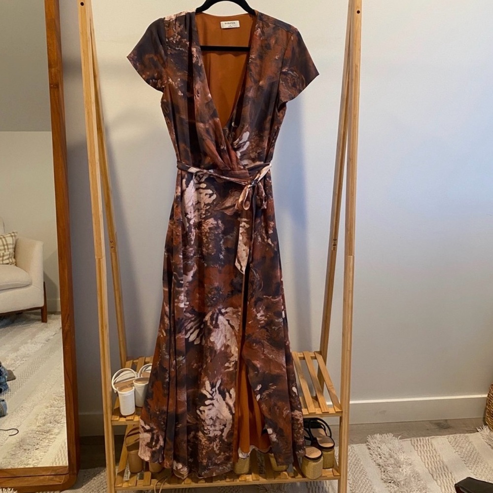 Aritzia Babaton Slit Wrap Dress - Rust - Picture 2 of 4